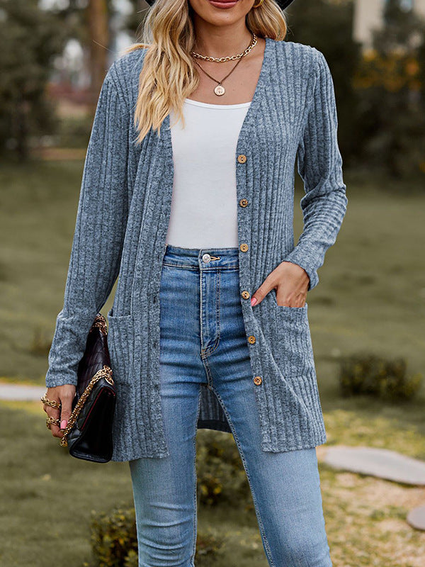 Damen Strickjacke mit strukturiertem Muster und praktischen Taschen WW