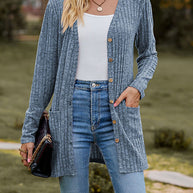 Damen Strickjacke mit strukturiertem Muster und praktischen Taschen WW