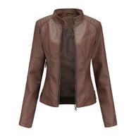 WW - Damen schlichte Kunstlederjacke für einen kantigen Look