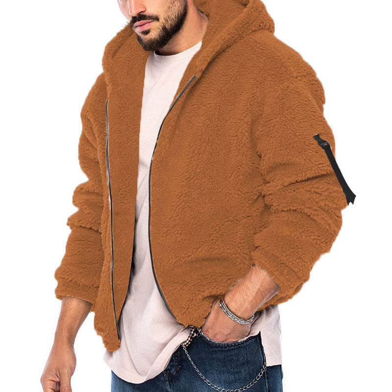 Herren Teddy-Fleece-Jacke mit Kapuze WW