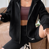 Damen Fleecejacke mit Kapuze und Reißverschluss WW