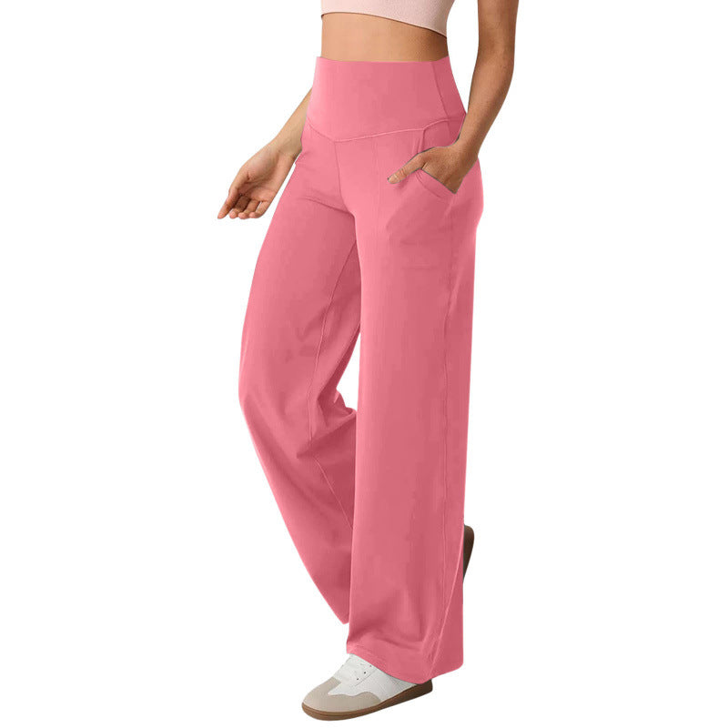 Damen weite High-Waist Freizeithose mit praktischen Taschen WW