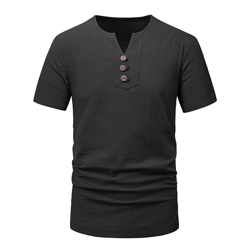 Herren Klassisches Lässiges Henley T-Shirt W&W Mode