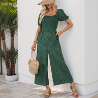 Damen Oversized Jumpsuit mit Puffärmeln und elastischem Taillenbund WW
