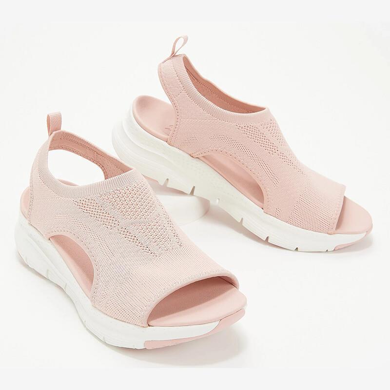 Damen moderne Slip-On Sandalen mit atmungsaktivem Gewebe und dämpfendem Sohlenprofil WW