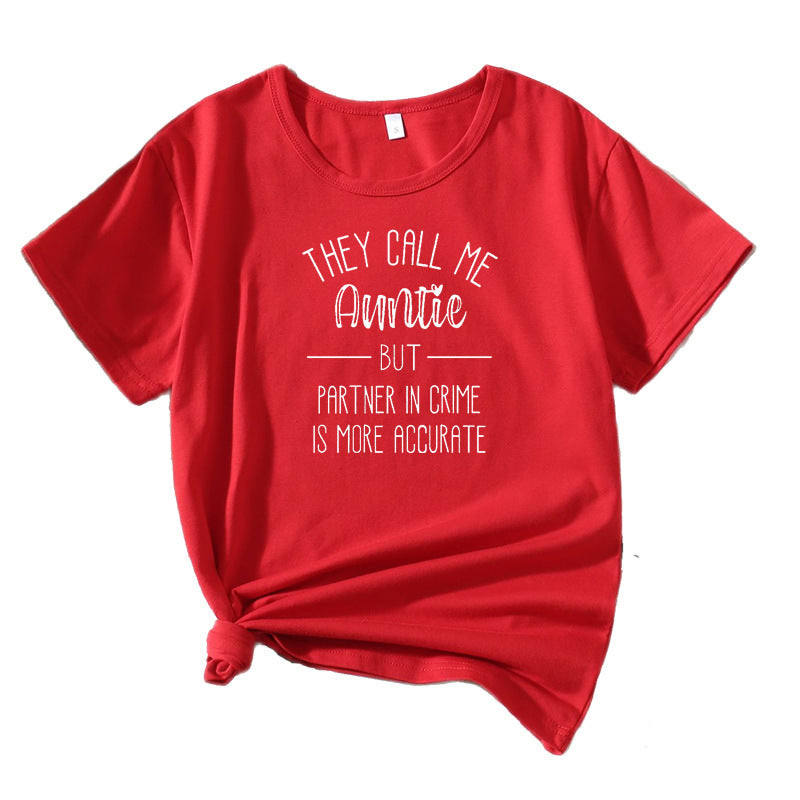 Frauen Verspielt Tante Grafik T-Shirt WW