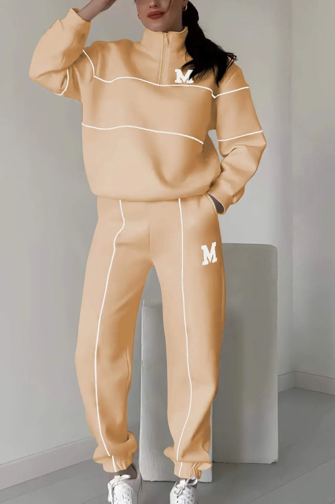 Damen sportliches Fleece-Anzugset mit Stehkragen und praktischen Taschen WW