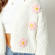 Damen Strickjacke mit floralen Applikationen WW