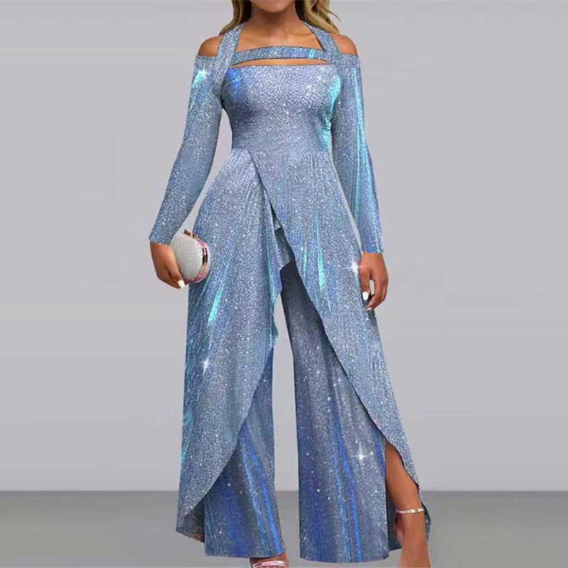 Damen Glamouröser Jumpsuit mit schimmerndem Paillettenbesatz und eleganten Cut-Outs W&W Mode