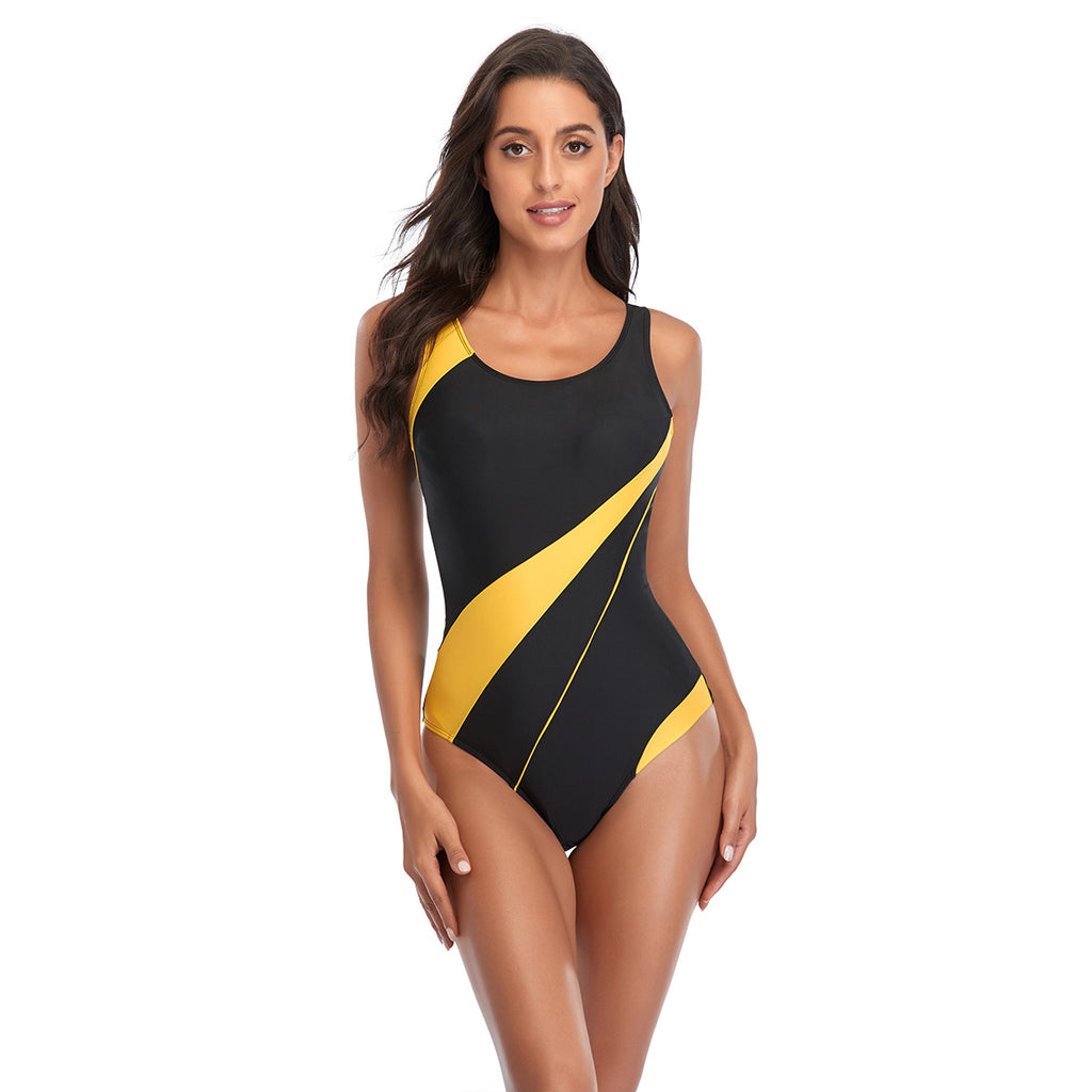 Damen Hochgeschnittene Sport Einteiler Badeanzug WW