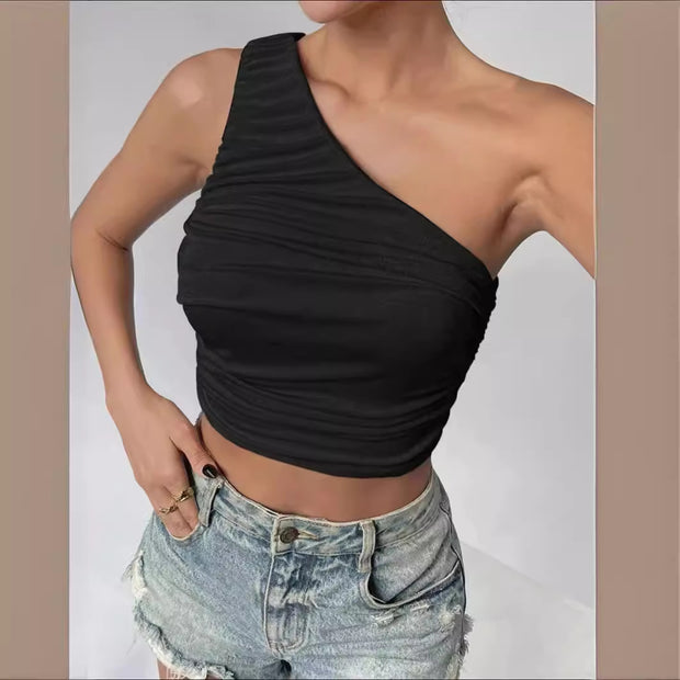 Damen Asymmetrisches Crop-Top mit Rüschendetails WW