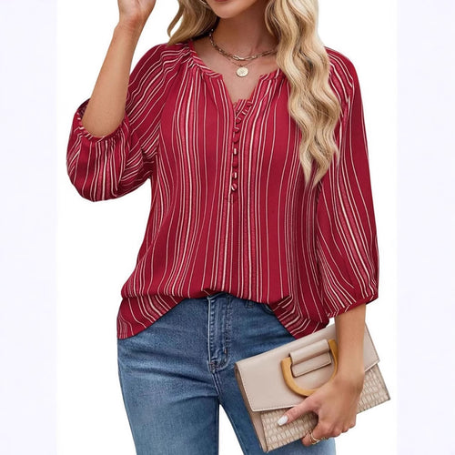 Damen elegante Tunika-Bluse mit raffinierten Streifen WW