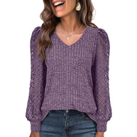 Damen Strickpullover mit Spitzeneinsätzen WW