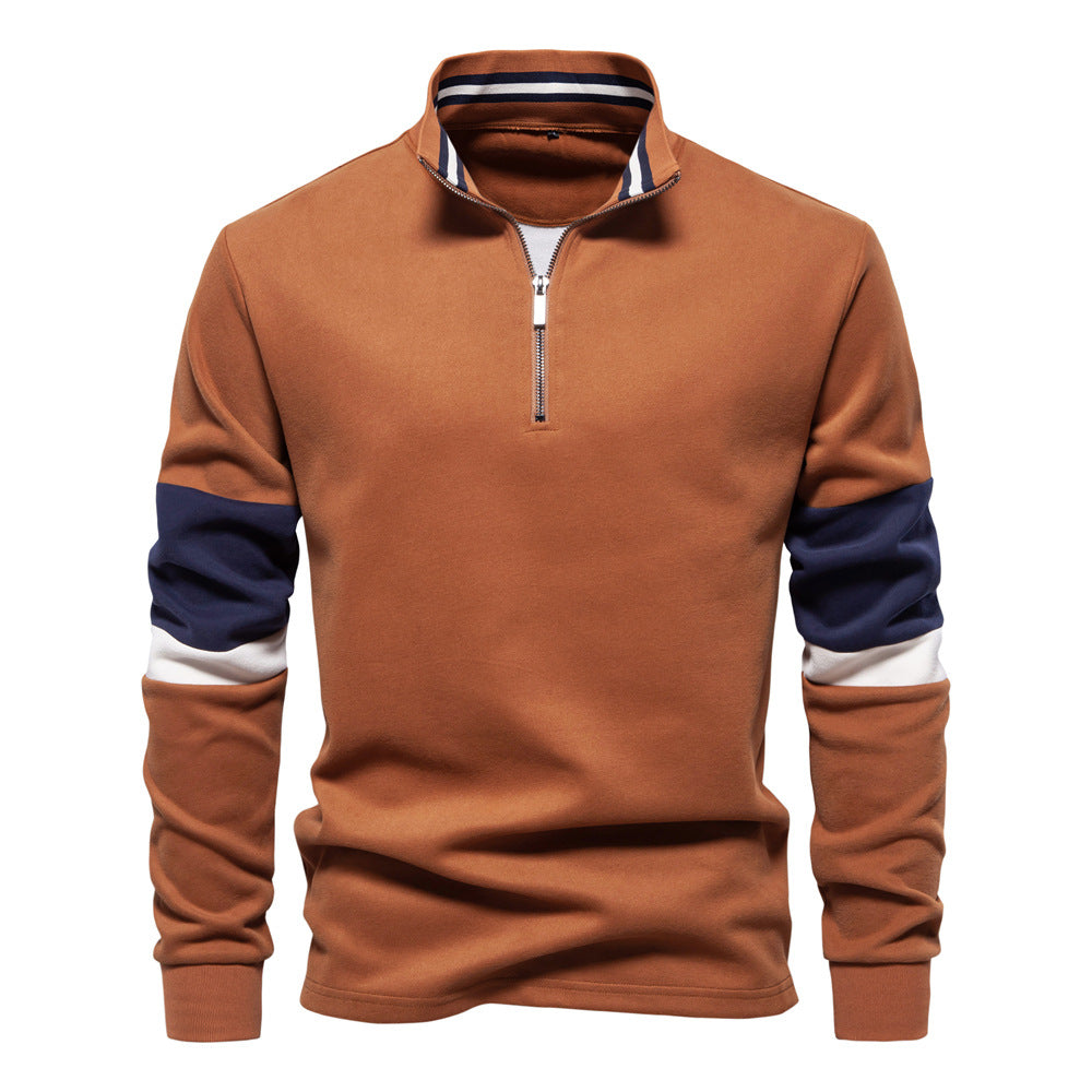 Herren Fleecepullover mit Stehkragen und modernem Zipper-Design WW