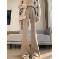 Damen Bequeme Ripp-Strickhose mit weitem Bein WW