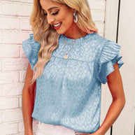 Damen Bluse mit modischen Rüschendetails und elegantem Leopardenmuster WW