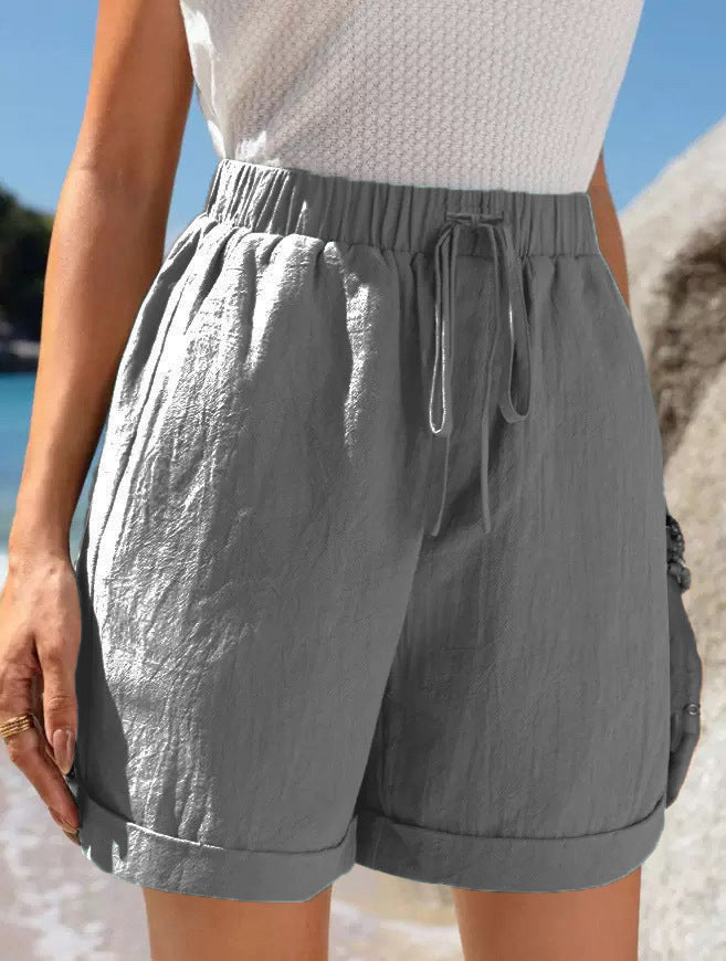 Damen Luftige Sommershorts mit elastischem Bund und Kordelzug WW