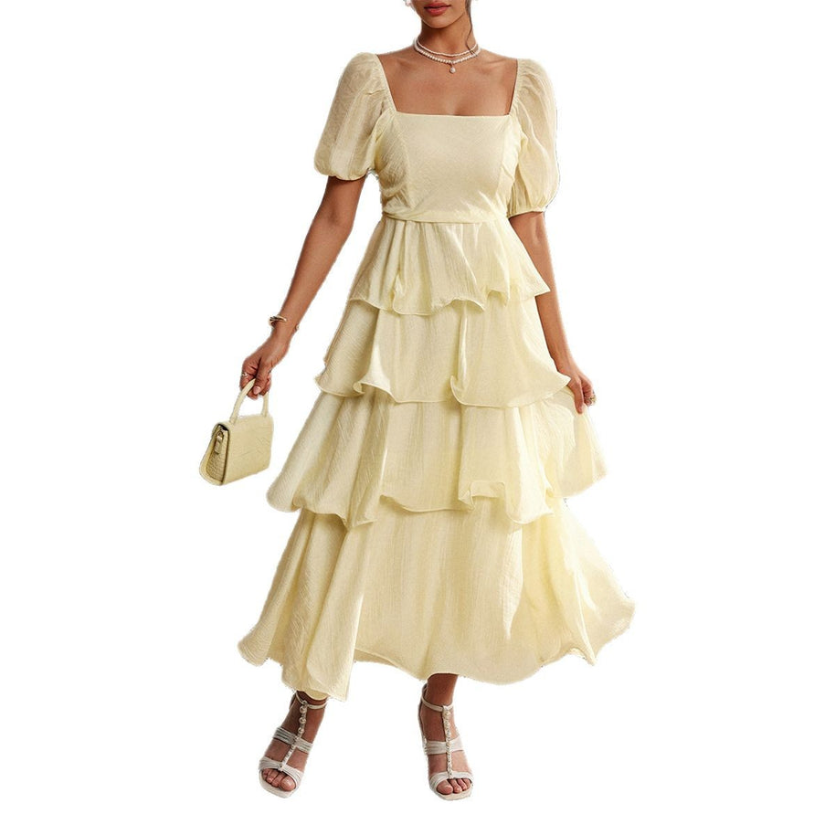 Damen Sommerliches Maxikleid mit kreisförmigem Ausschnitt und Rüschendetails WW