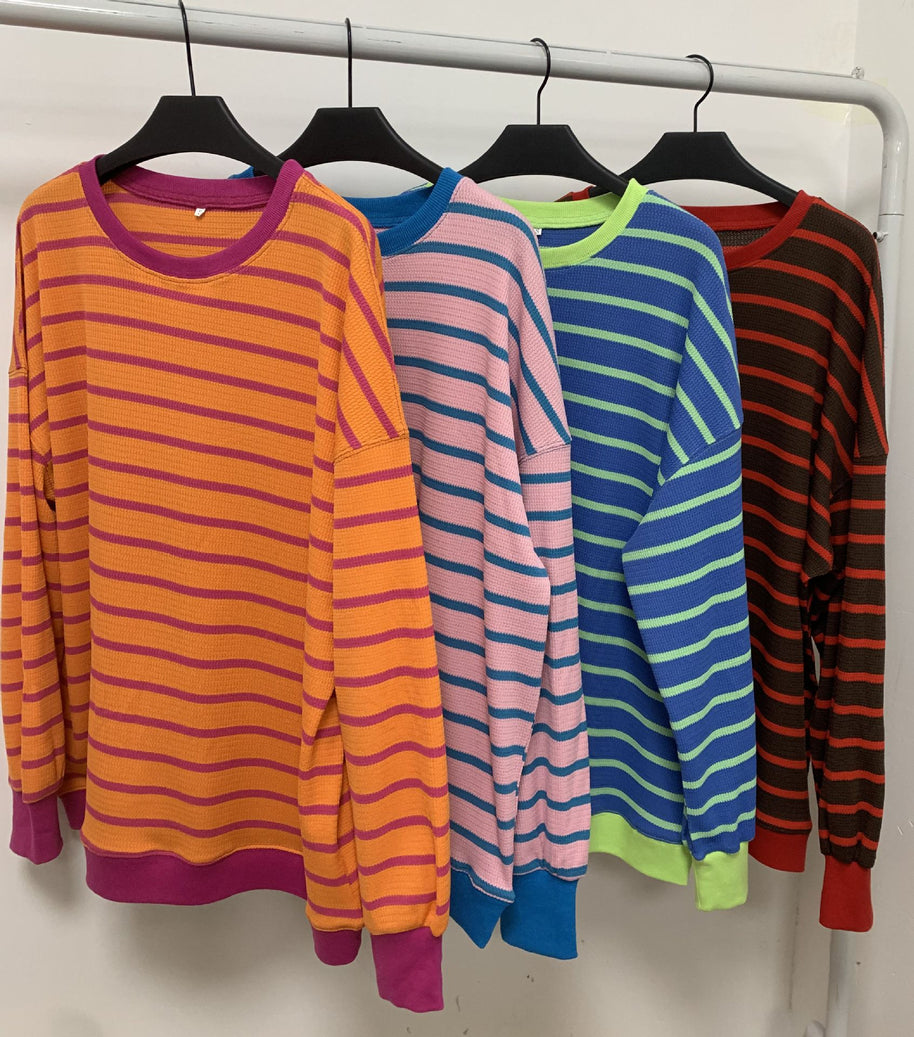 Damen lässiger und bequemer Pullover mit strukturiertem Rippenmuster und weitem Schnitt WW