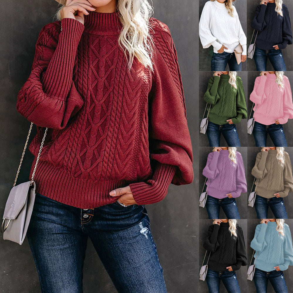 Damen Strickpullover mit hochgeschlossenem Design und strukturiertem Muster WW