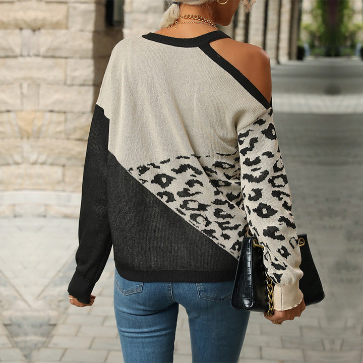 Damen Strickpullover mit verspieltem Leo-Muster und lässigem Schnitt W&W Mode