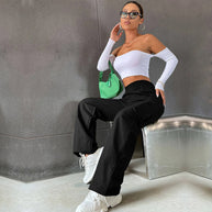 Damen Cargo-Hose mit elastischem Bund und seitlichen Taschen W&W