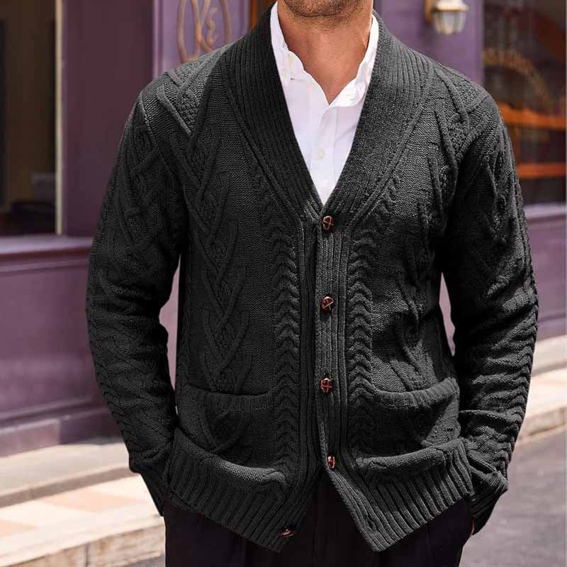 Herren Strickjacke mit großer Blende und Taschen WW
