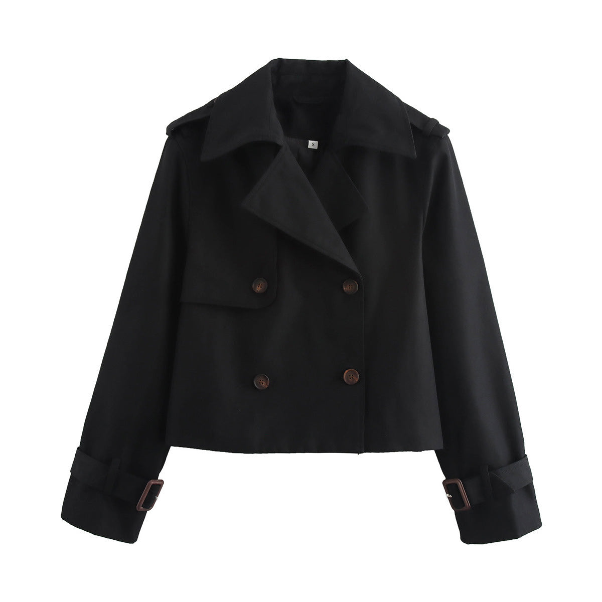 Damen Kurz Cropped Doppelreihige Trenchcoat WW