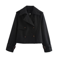 Damen Kurz Cropped Doppelreihige Trenchcoat WW