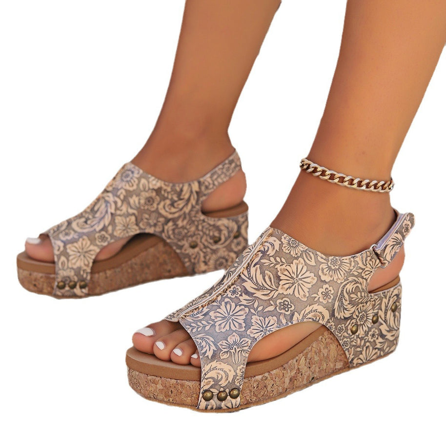 Damen Bequeme Keilabsatz-Sandalen mit anatomischem Fußbett WW