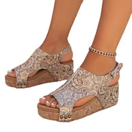 Damen Bequeme Keilabsatz-Sandalen mit anatomischem Fußbett WW
