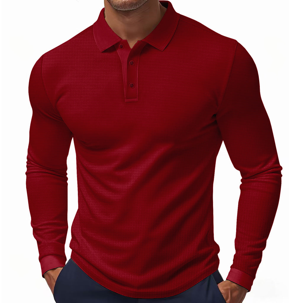 Herren Langarm Poloshirt mit strukturierter Oberfläche und modischen Akzenten WW