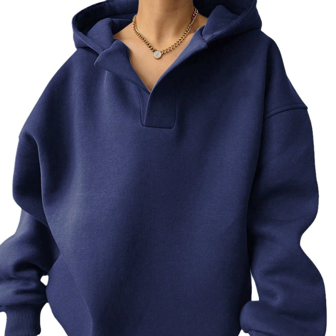 Damen Oversized Hoodie mit modernem Kragen und lässiger Passform W&W Mode