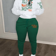 Damen Sportliches Hoodie und Jogginghose Set mit kreativem Grafikdruck WW