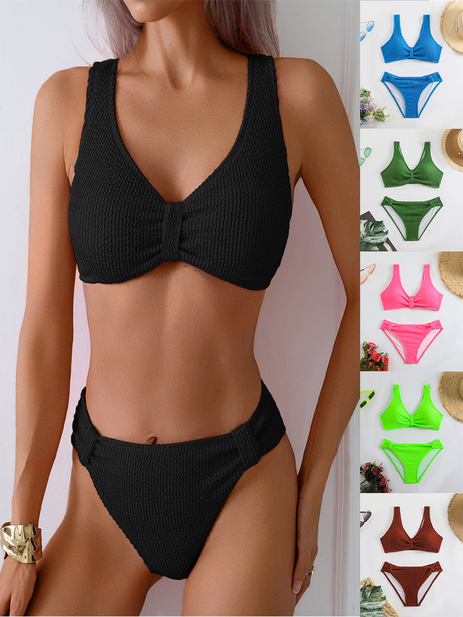 Damen Bikini mit strukturiertem Oberteil und hoher Taille WW