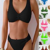 Damen Bikini mit strukturiertem Oberteil und hoher Taille WW
