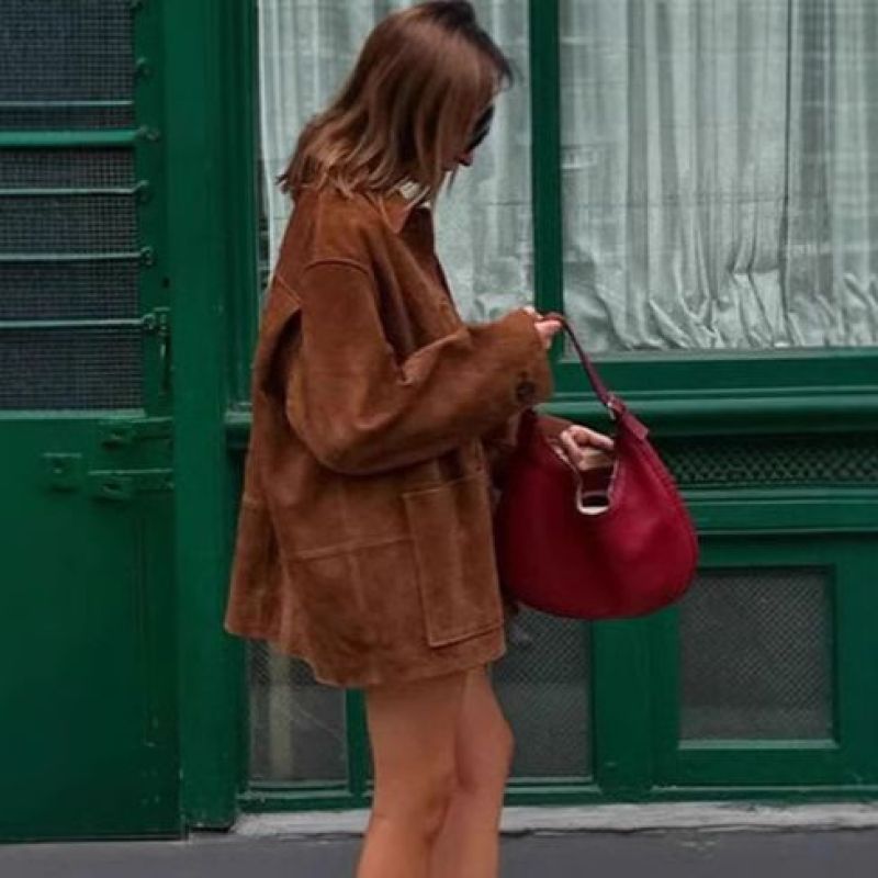 Damen Oversized Wildlederjacke WW