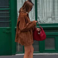 Damen Oversized Wildlederjacke WW