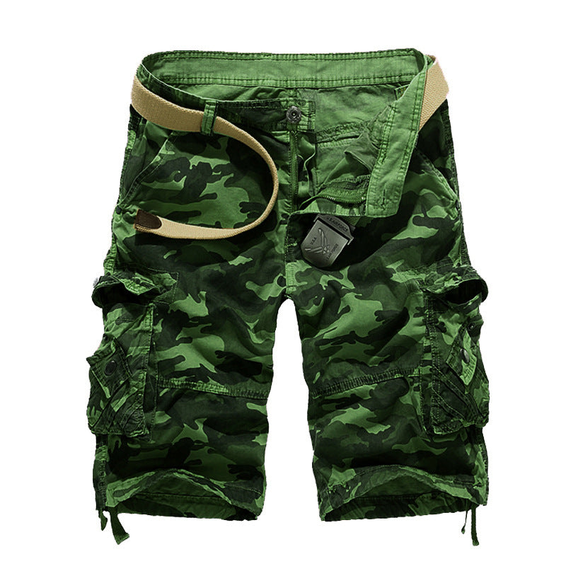 Herren Camo Cargo-Shorts mit mehreren Taschen und verstellbarem Bund WW