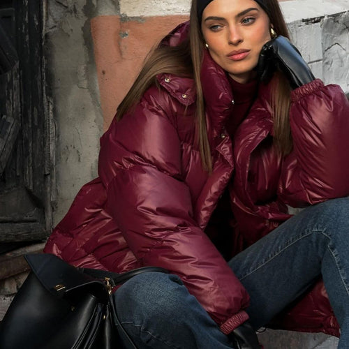 Damen Steppjacke mit voluminösem Schnitt und hohem Kragen WW