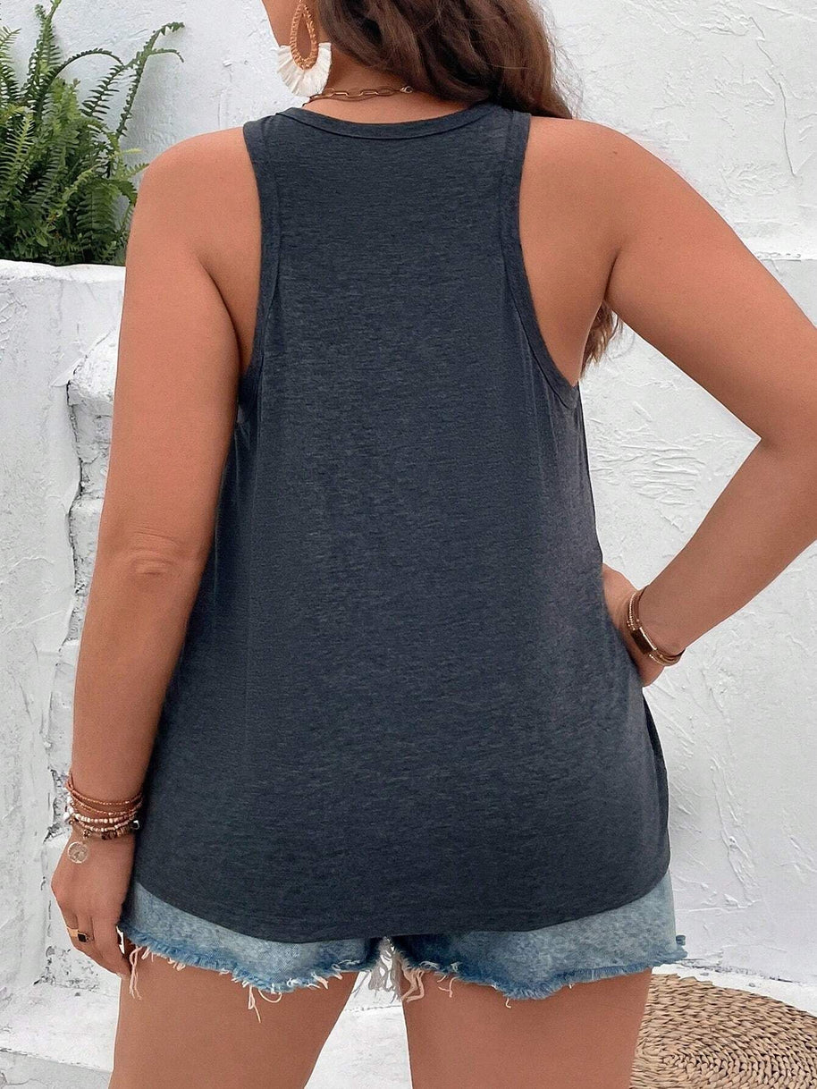 Damen ärmelloses Freizeitshirt mit trendigem Grafikdesign WW