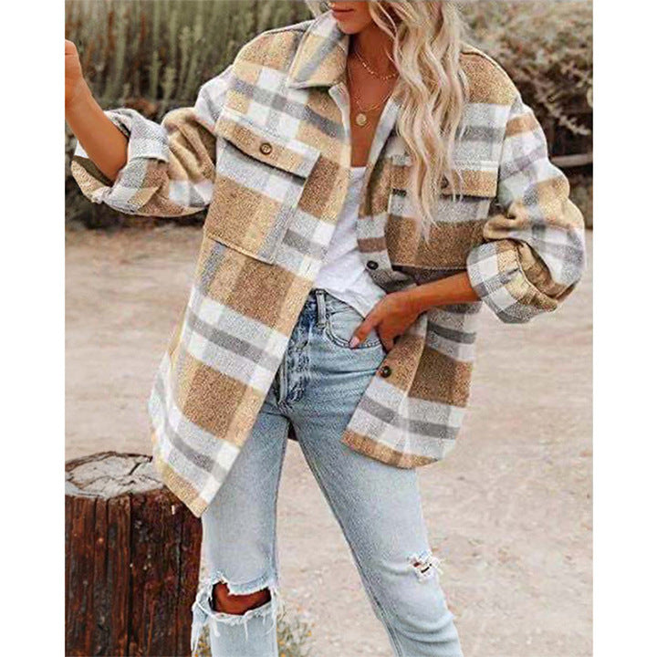 Damen Karierte Flanelljacke im Lagenlook WW