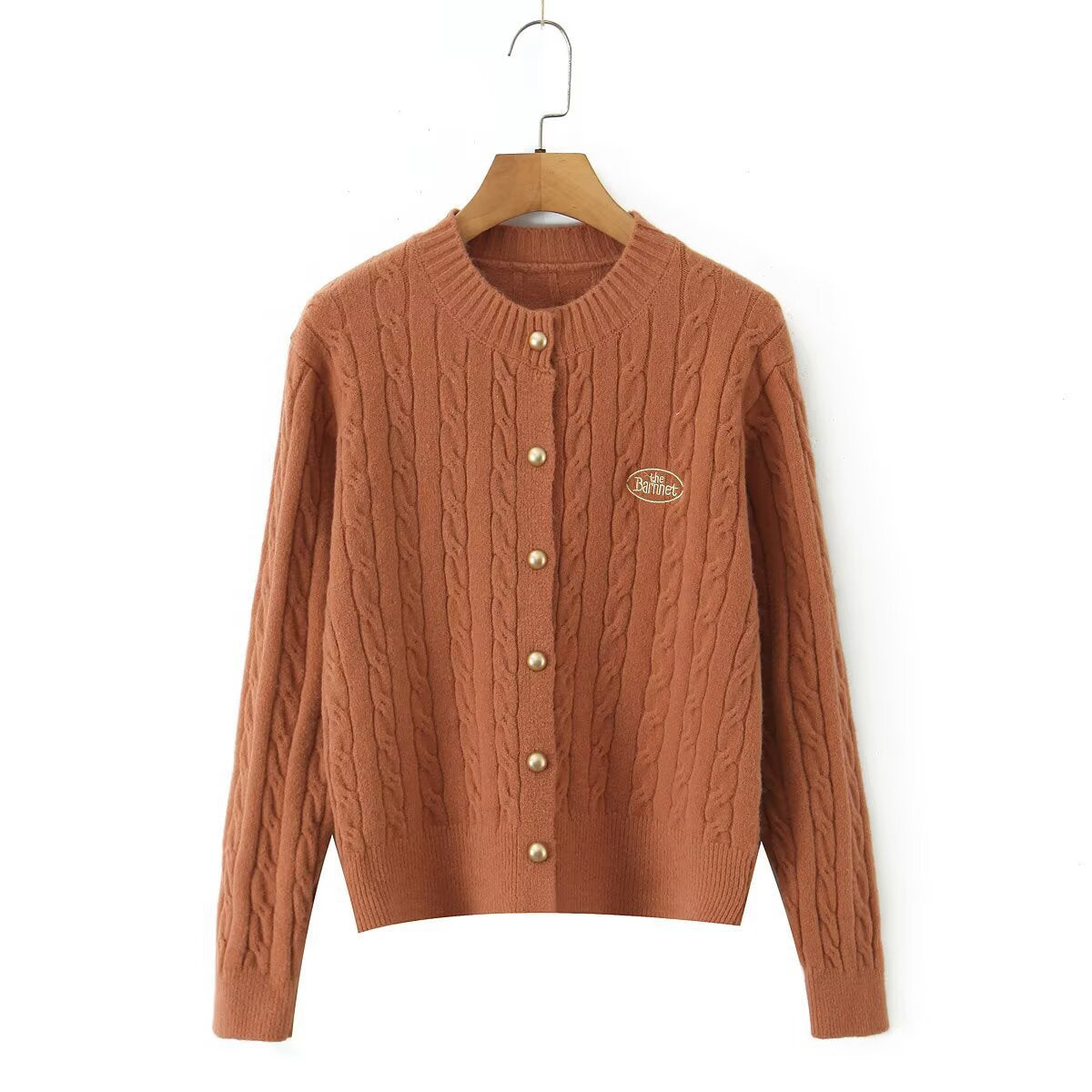 Damen Strickjacke mit elegantem Zopfmuster und Perlenknöpfen WW