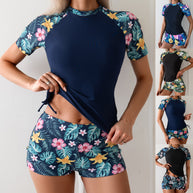Damen Sportliches Bademoden-Set mit floralem Print und seitlichen Raffungen WW