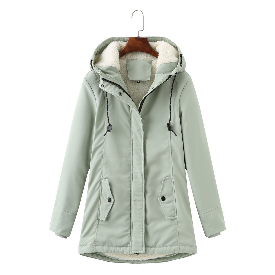 Damen-Winterjacke mit Futter und verstellbarer Kapuze