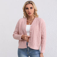 Damen Strickjacke mit strukturiertem Zopfmuster und zarten Knöpfen WW