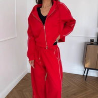Damen Sportliches ZIP-Hoodie-Set mit weiten Hosen WW