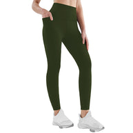 Damen Athletische Stretch-Leggings mit hoher Taille und seitlichen Taschen WW