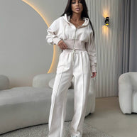 Damen Sportliches Crop-Set mit Reißverschluss und weitem Schnitt WW