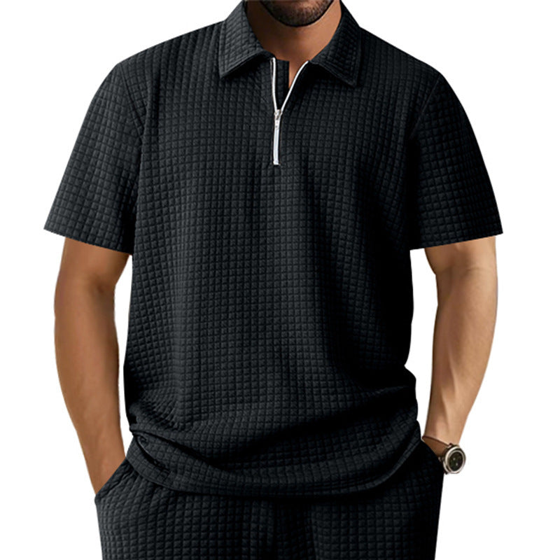 Herren Polo-Shirt mit innovativem Strukturdesign und halbem Reißverschluss WW
